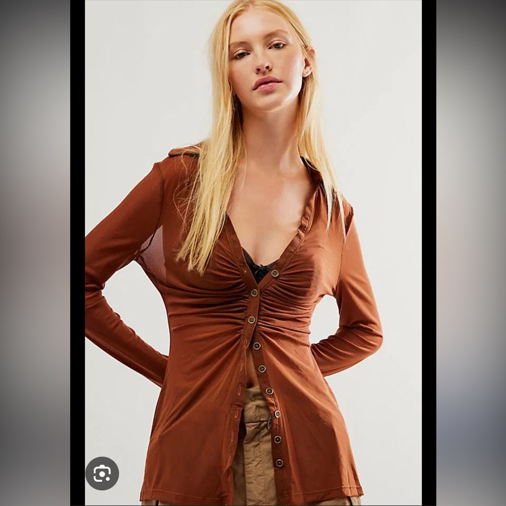 Free People Lucky shirtee in burnt orange